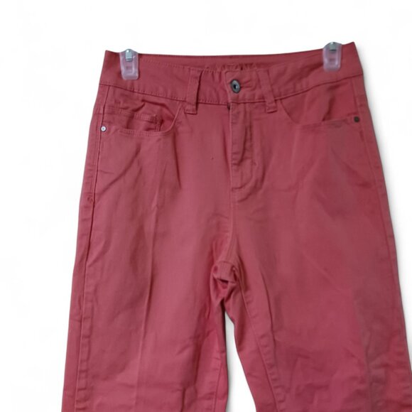 Retro Y2K Santana Jeans Neon Coral Crop Pants | Size 6 | High Rise Stretch Fit - Picture 3 of 10